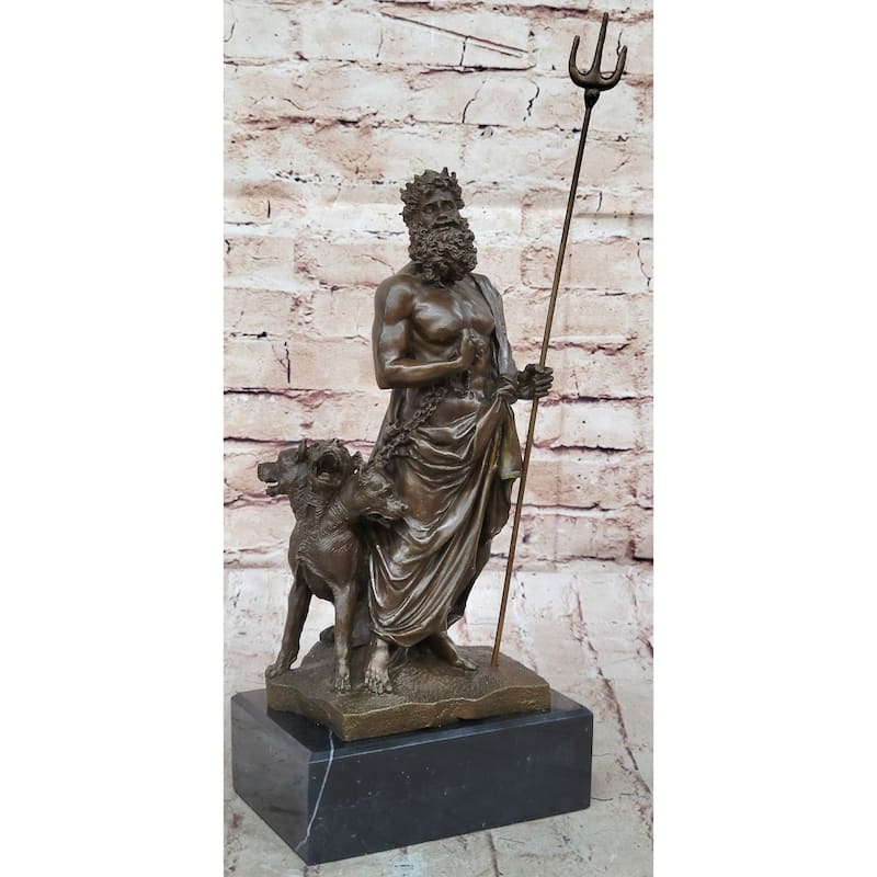 Hades Pluto Cerberus 3 Headed Imitative Dog Bronze Metal Statue Sculpture Greek Mythology