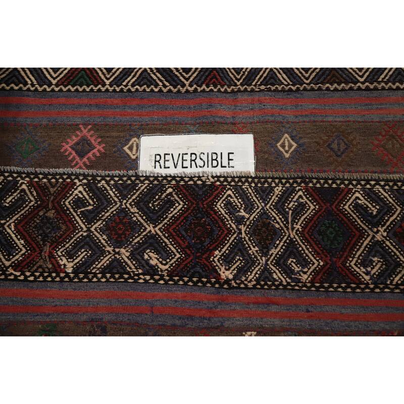 Hand Woven Oriental 100% Wool Carpet Southwestern Tribal Multi-Colored Kilim Area Rug - 7' 7'' X 5' 3''