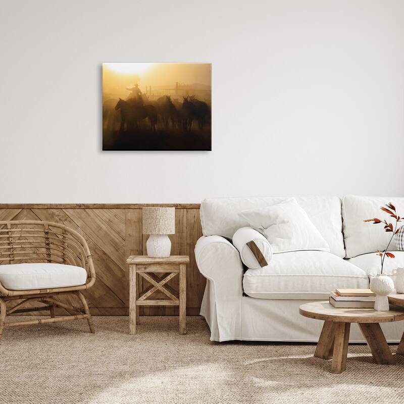 Stupell Western Cowboy at Dusk Canvas Wall Art Design by PBurchettePhoto