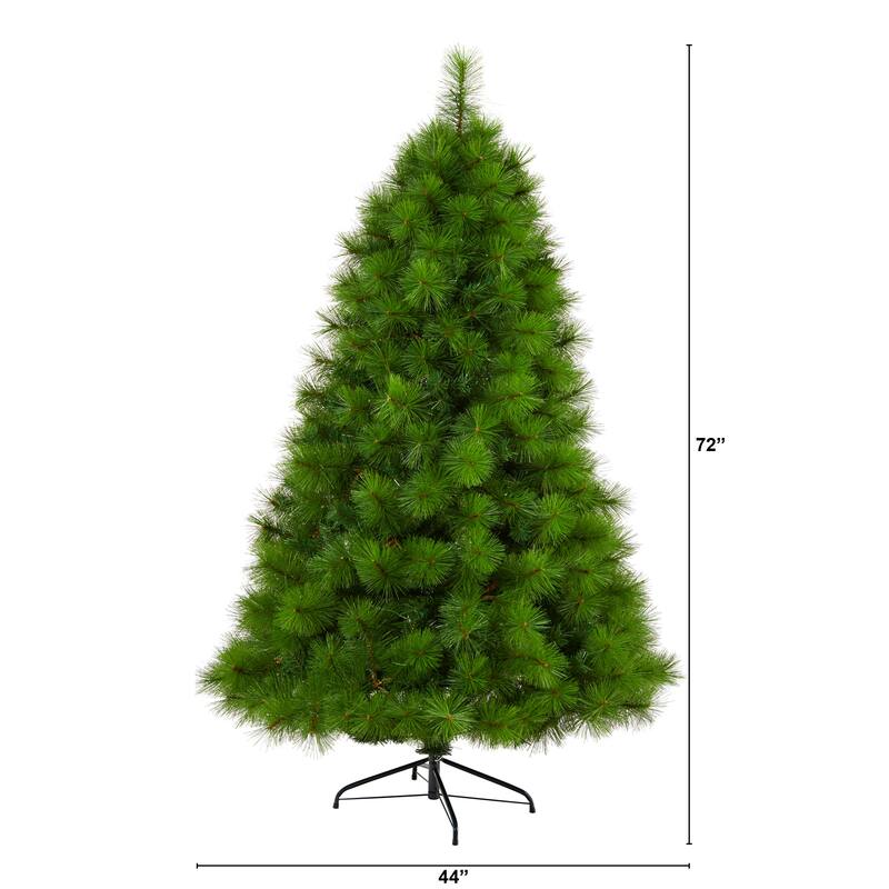6' Green Scotch Pine Artificial Christmas Tree, Warm Clear LED Lights - 6 Foot