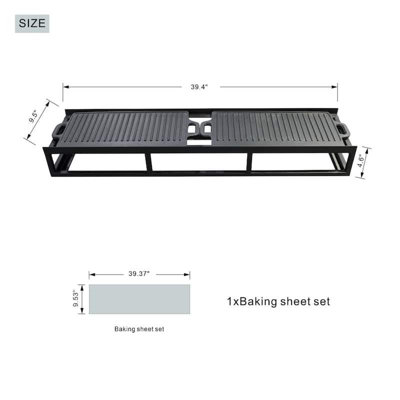 Black Patio BBQ Grill Shelf with Two Cooking Pan