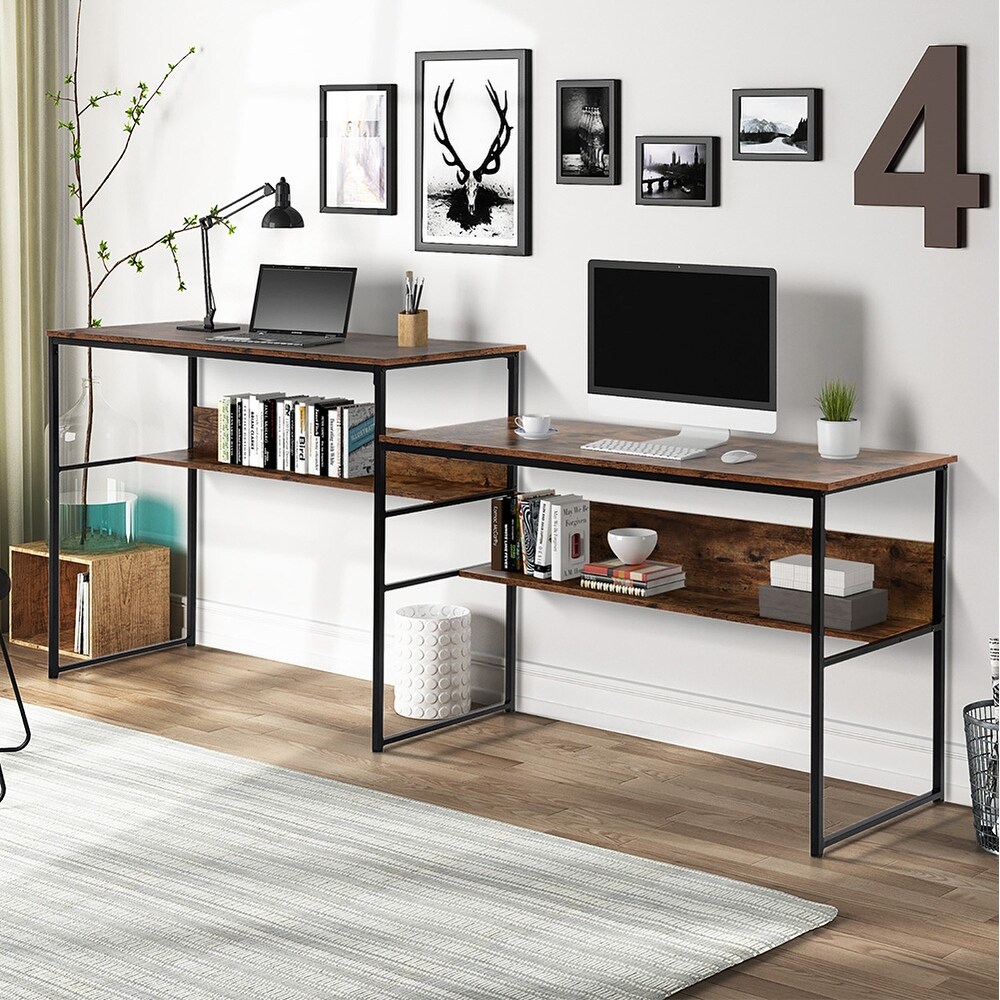 Home Office Two Person Desk Double Workstation Office Desk Brown Mid Century Modern Yes Natural Finish Rectangular Wood Extension Table Ibt Shop Leick home office corner desk. liveditor home office two person desk double workstation office desk brown mid century modern yes natural finish rectangular wood