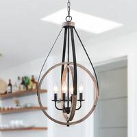 Bo Na - IT Chandelier, Wood Pool Table Light, Farmhouse Chandelier For Kitchen Island,Industrial Loft Style Led Pendant Lighting And Metal