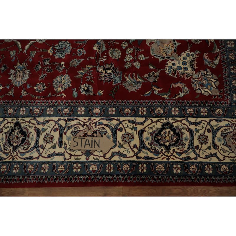 Hand Knotted Oriental 100% Wool Carpet Traditional Floral Red Sarouk Area Rug - 10' 6'' X 8' 0''