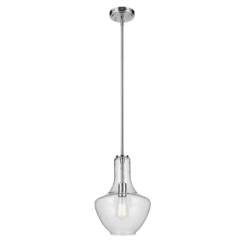 Kichler Lighting Everly 1-Light Bell Pendant Light with Seeded Glass - Chrome - 15.25 inch