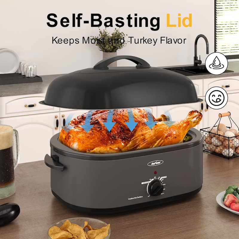 20-Quart Electric Roaster Oven with Self-Basting Lid