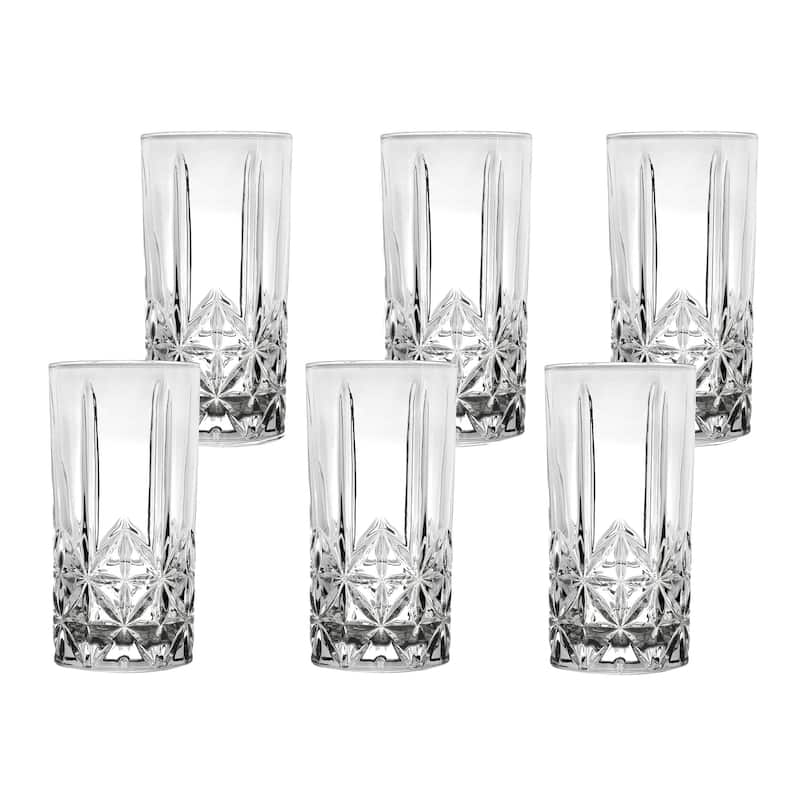 Lorren Home Trends 12 OZ. Drinking Glass-Textured Cut Glass, Set of 6