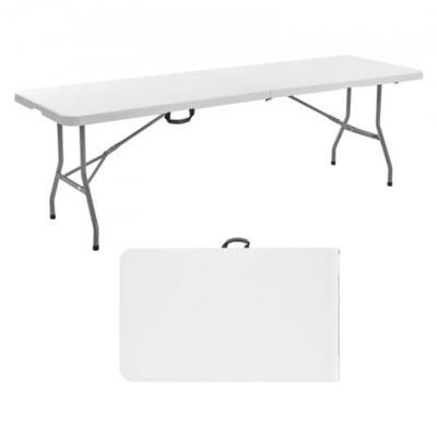 8FT Folding Camping Table Portable Picnic Desk with Handle for BBQ Tailgate and Outdoor Dining