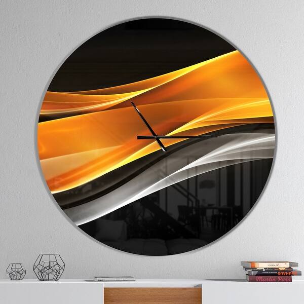 slide 2 of 10, Designart 'Gold Pink Inward Waves' Oversized Modern Wall CLock 36 in. wide x 36 in. high