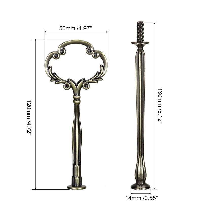 1 Set Cake Tray Stand Handle Cupcake Dessert Plate Hardware Fitting Holder Rod Stand Handle, 2-Tiers - Bronze