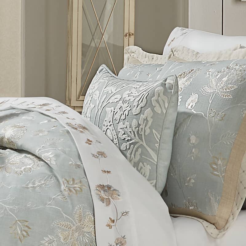 J. Queen New York Garden View Boudoir Decorative Throw Pillow - Accent - Polyester - Spa Blue