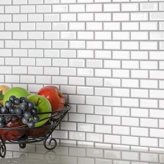 Bright White 6x12 Glass Subway Tile - Overstock - 32301319