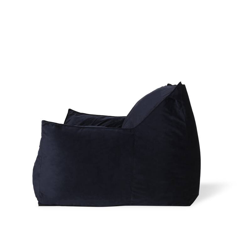 Bean Bag Chair with Armrests,Softness and Comfort Velvet Sofa Chair - Black - Large