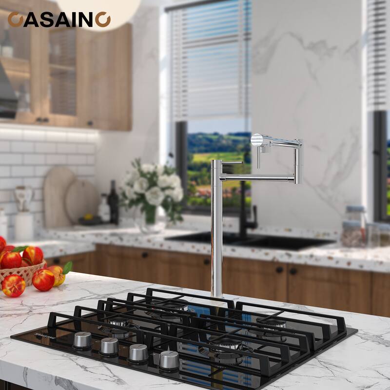 Pot Filler Kitchen Faucet with Double Joint Swing Arms