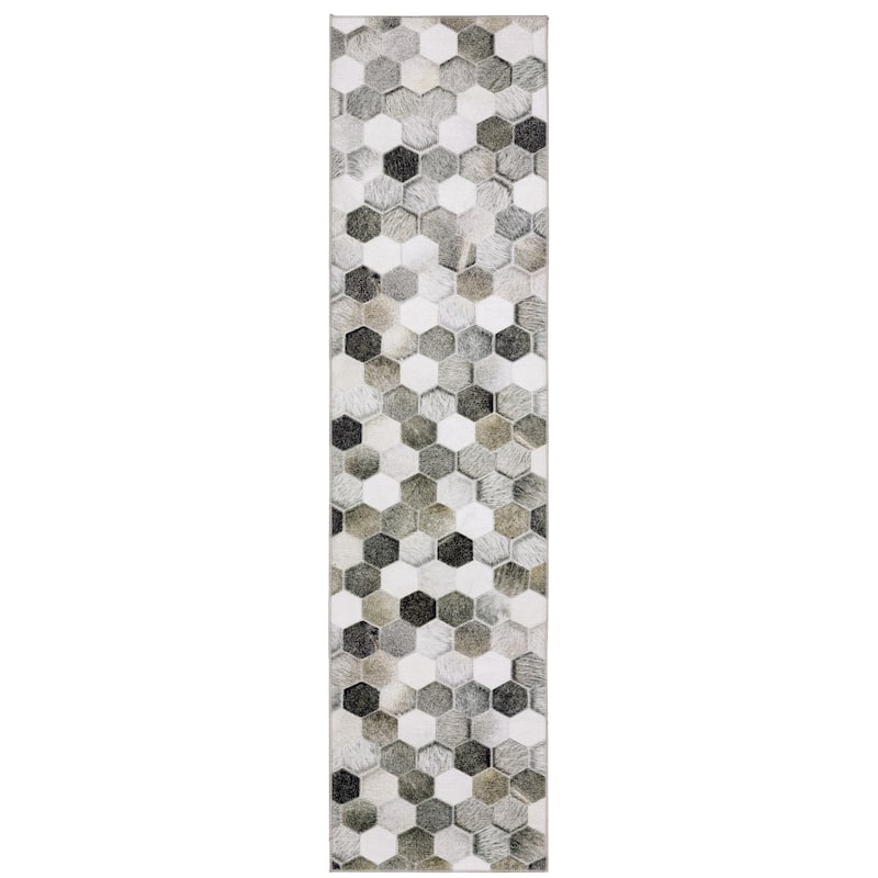 Vista Home Montreux Geometric Animal Print Gray Area Rug - 2' x 8' - Runner/Rectangle