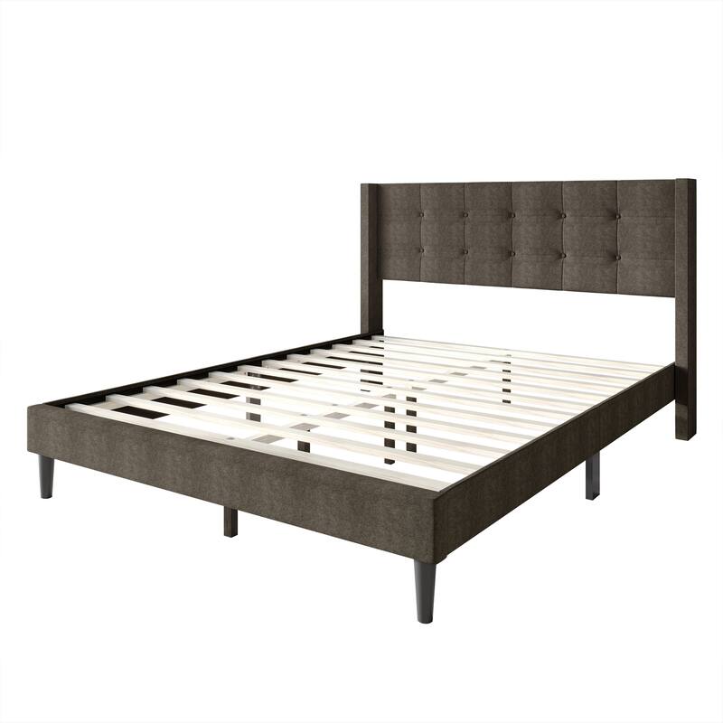 CraftPorch Elegance Wingback Upholstered Linen Bed