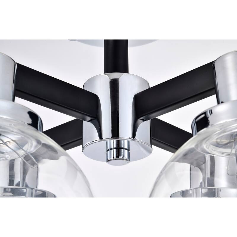 Hersilia Semi Flush Mount Ceiling Light Modern-Globe Style Chrome Polished and Matte Black Finish 4-Light - N/A