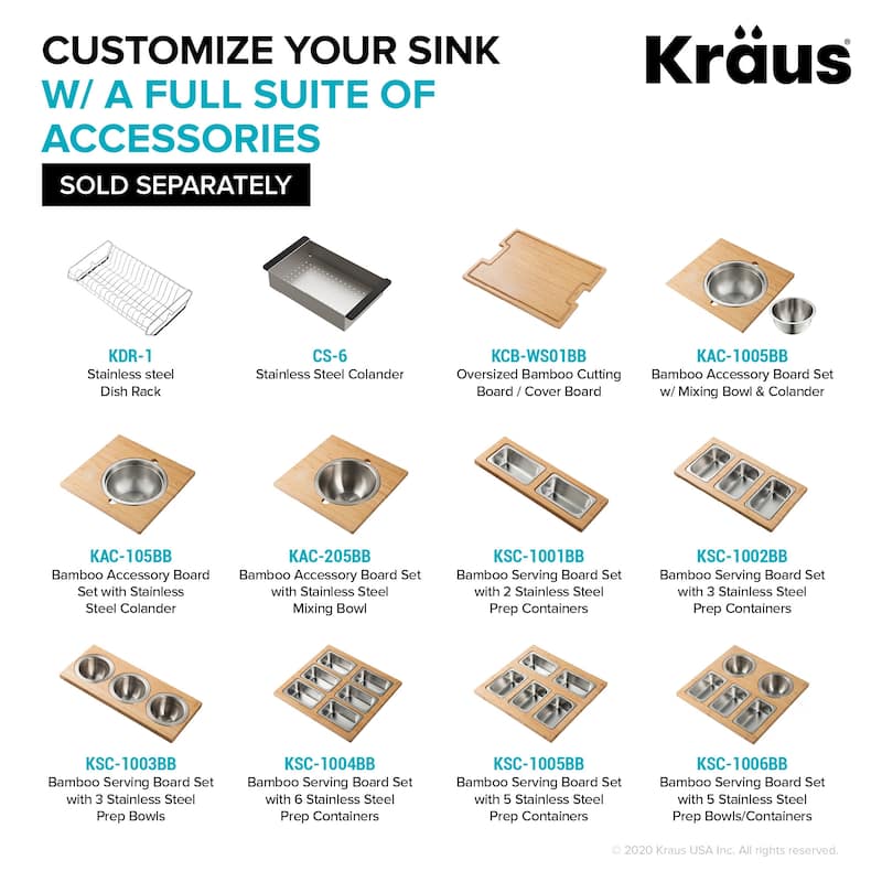 Kraus Kore 25" Drop In or Undermount Single Basin Stainless Steel