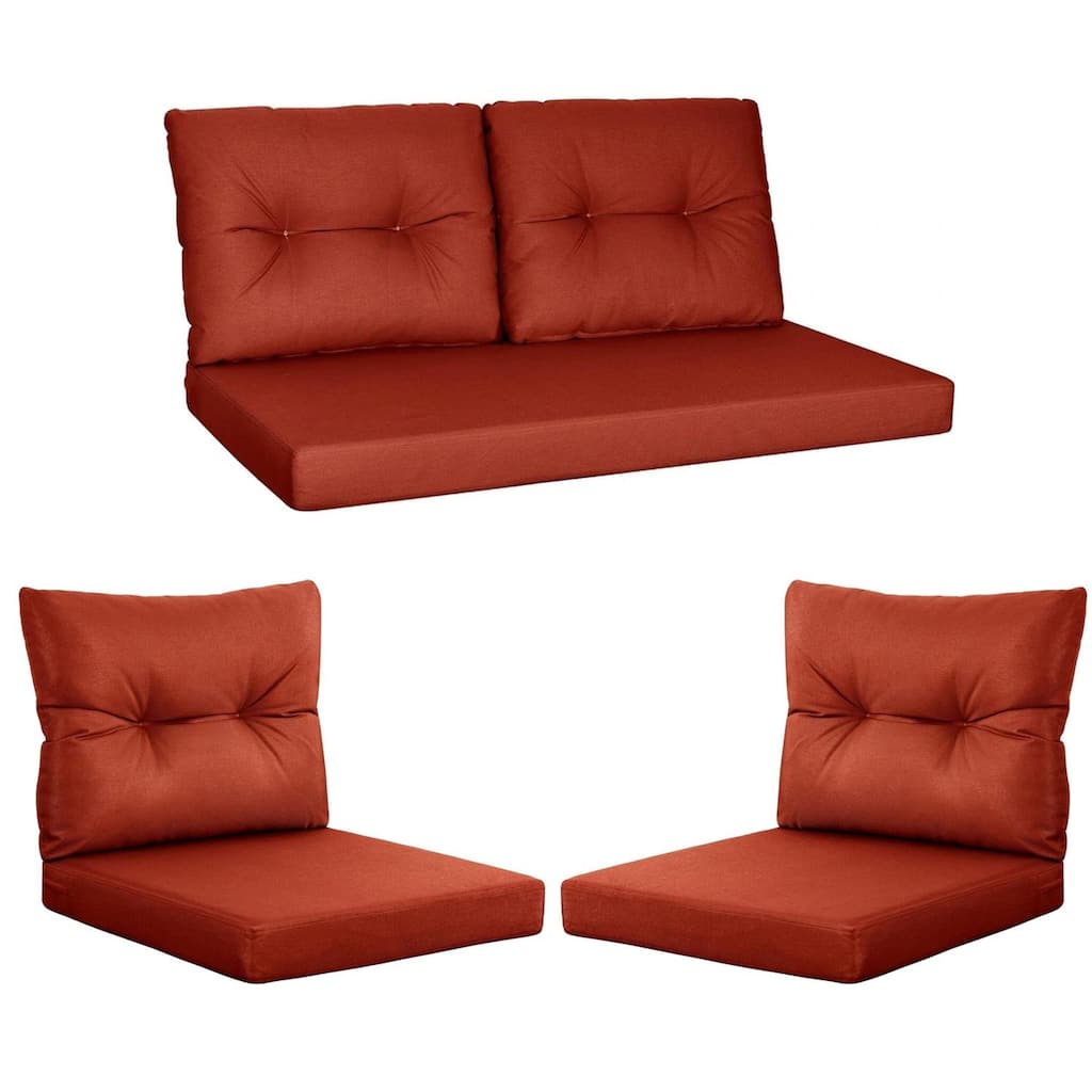 WINSOON Outdoor Waterproof and Resistant Chair Cushion Set, Deep Seat and Backrest Cushion Set for Patio