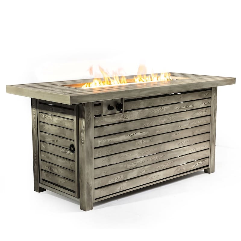 53.5 in. W x 22 in. D x 24 in. H Rectangle Steel Propane Gas Patio Fire Pits in Light Beige