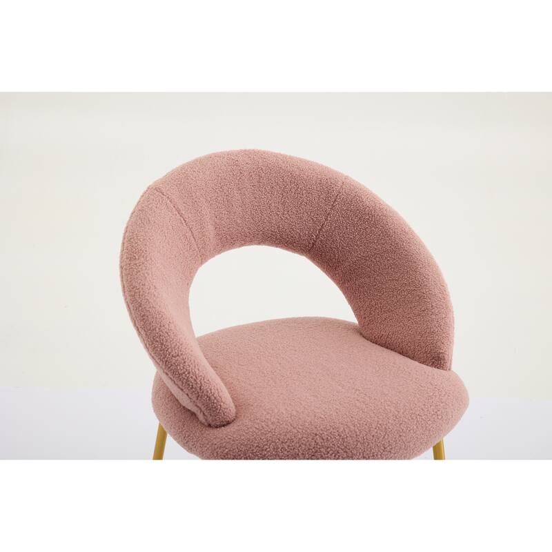 Set of 1 Dining Chairs With Curved Backrest and Golden Metal Legs