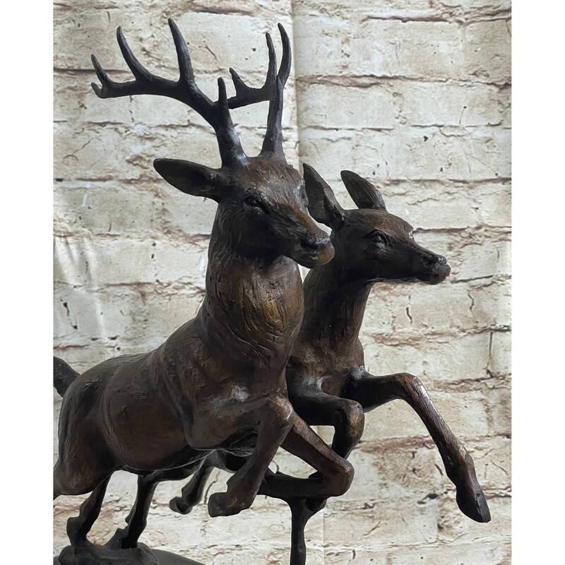 Elk Deer Caribou Buck Stag Wildlife Art Hunting Lodge Camp Bronze Marble Statue