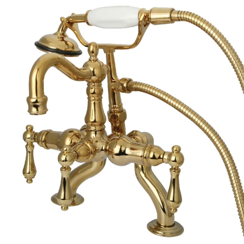 Vintage Clawfoot Tub Faucet with Hand Shower - Polished Brass