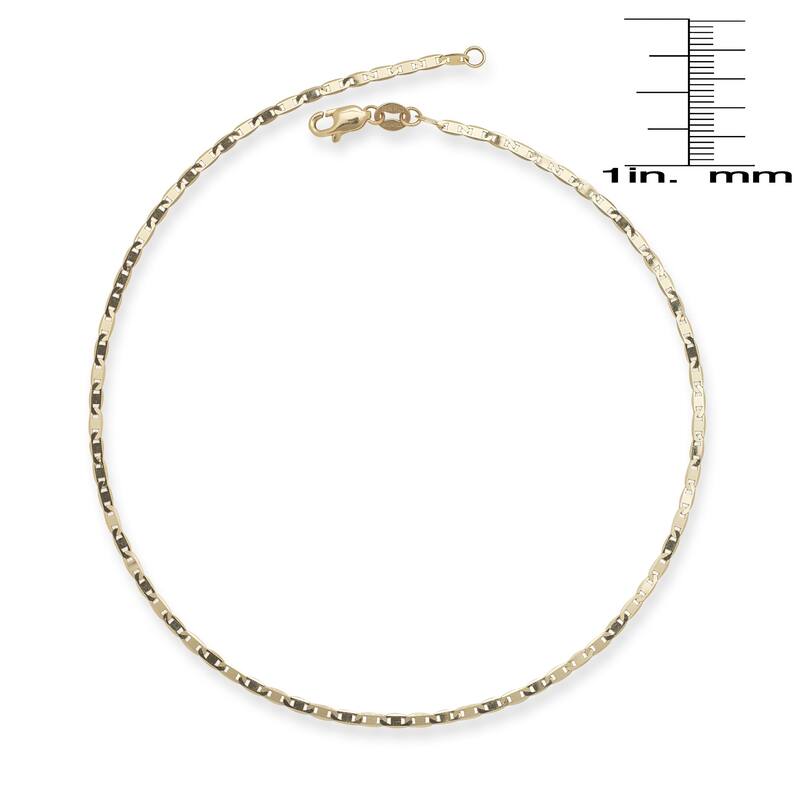 Curata 10k Yellow Gold 2.2 mm Mariner Chain Anklet or Bracelet