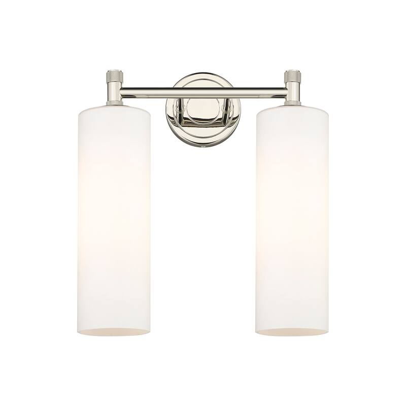 Innovations Lighting Crown Point - 2 Light 12" Wall-Mounted Bath Vanity Light - Polished Nickel/Matte White