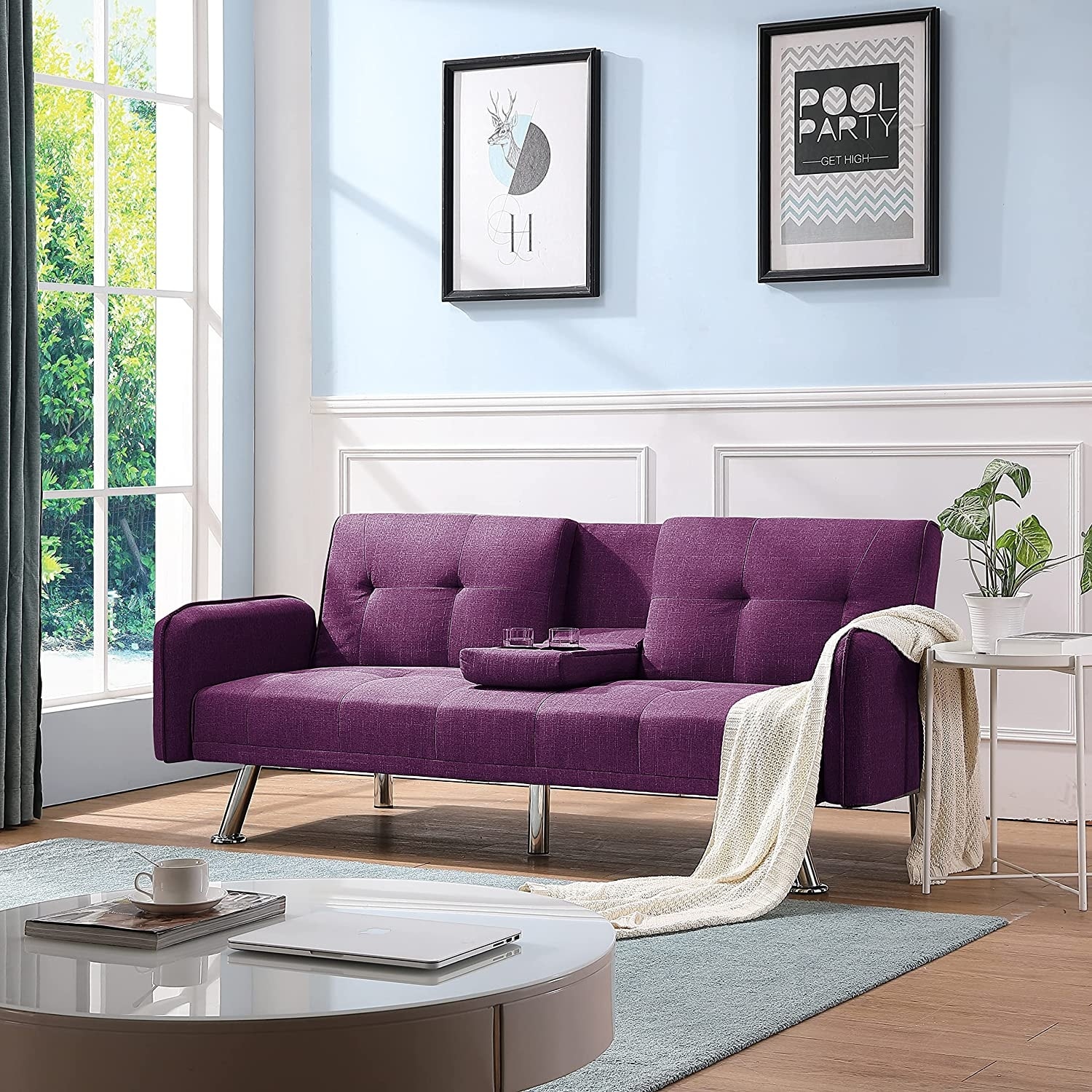 Purple futon sofa deals bed