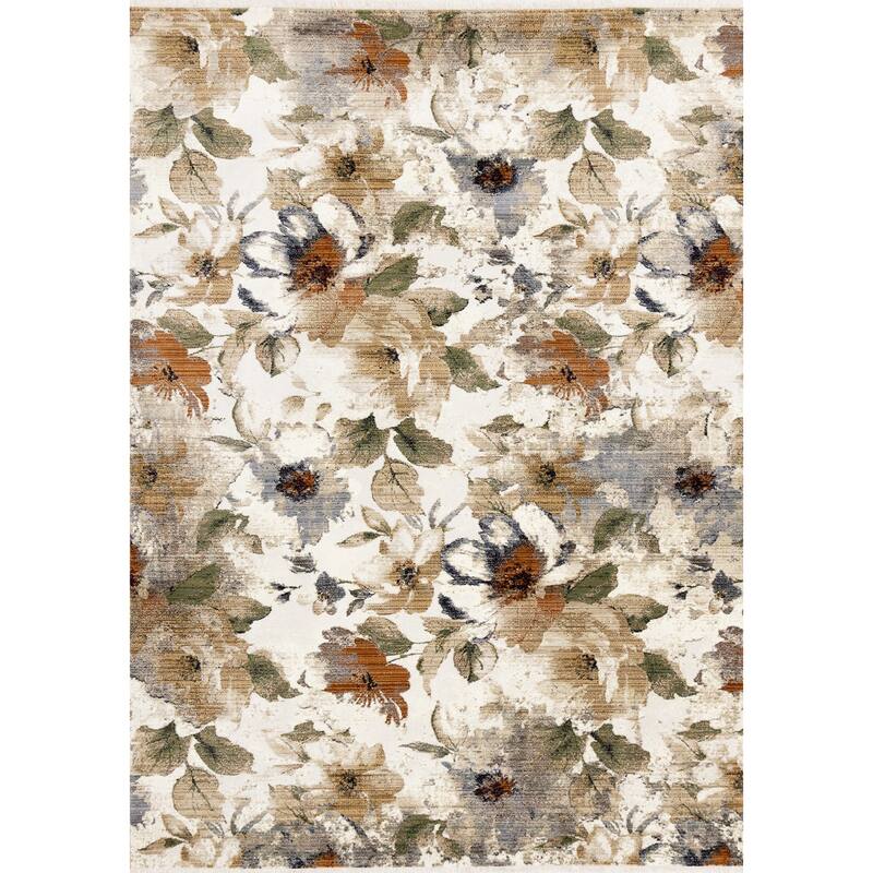 HomeRoots Floral Modern Rectangle Area Rug - 5' X 8'