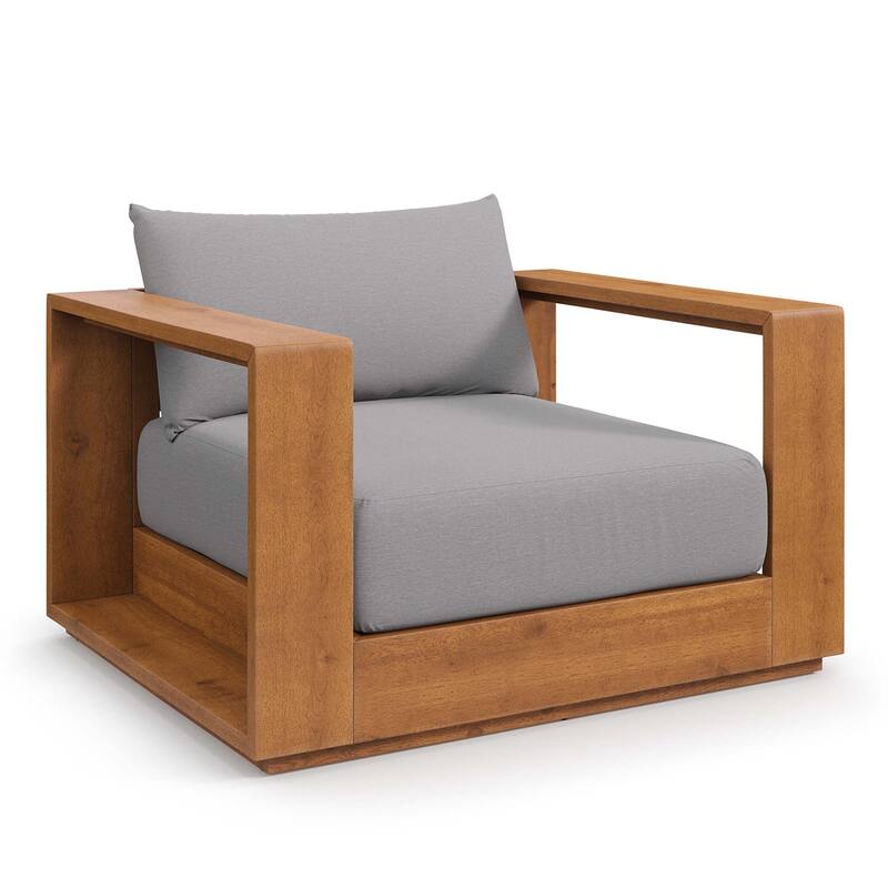 Tahoe Outdoor Patio Acacia Wood Chair - Natural/Grey