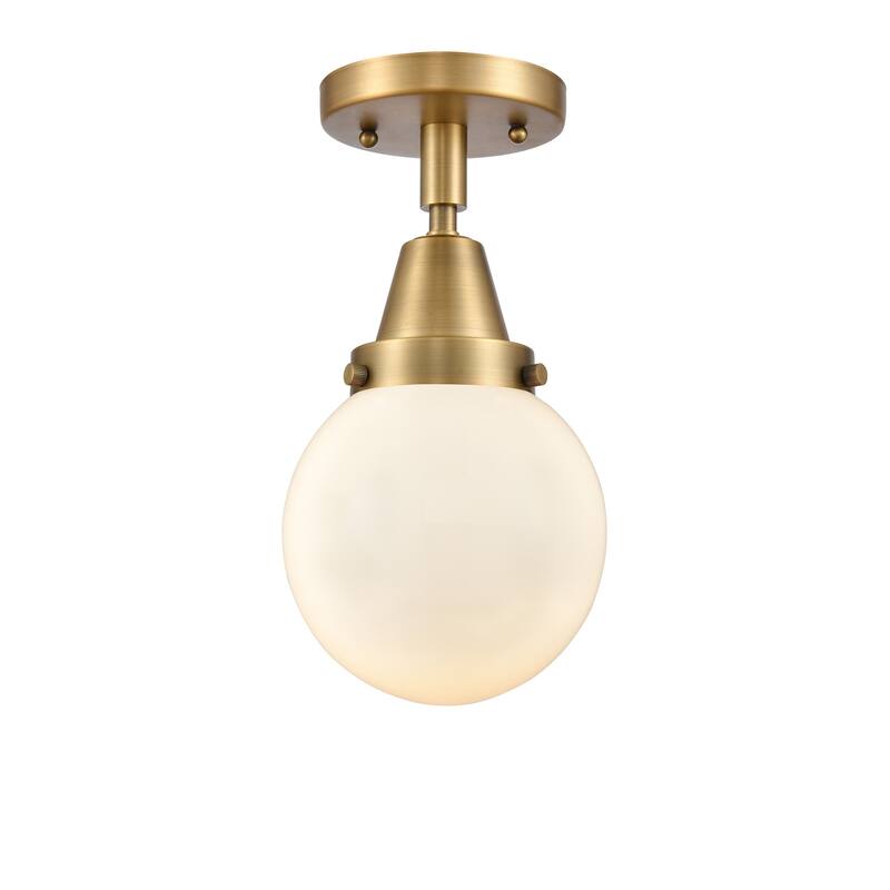 Innovations Lighting 447-1C-11-6 Beacon Flush Mount Beacon 6" Wide - Brushed Brass / Matte White