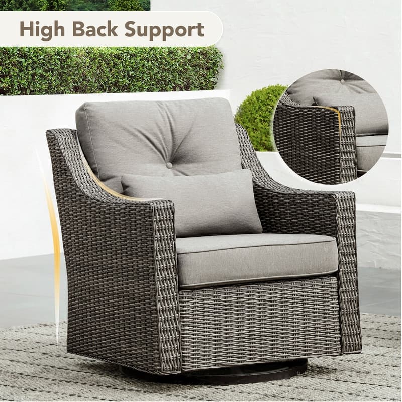 Murphy Outdoor Wicker Patio Outdoor Sofa Swivel Chair Coffee Table