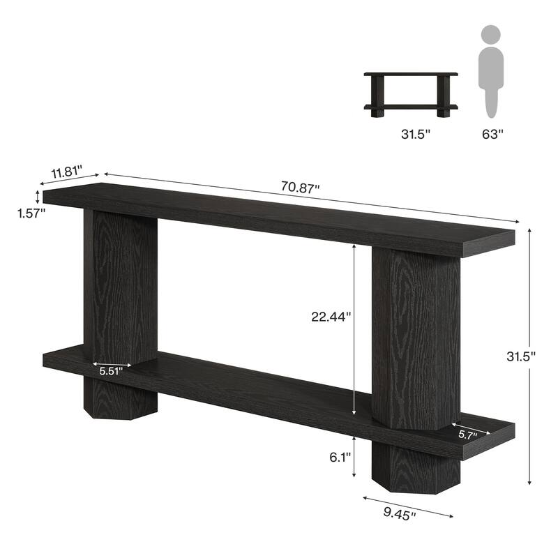 71'' Long Console Table for Entryway, Wood Sofa Table Behind Couch