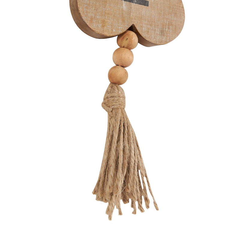 Brown or Black Wood Handmade Family Sign Bird Wall Decor with Tassel and Bead Accents