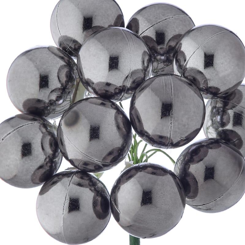 30mm Shatterproof Plastic 12 Bunch Shiney Stemball Set of 4
