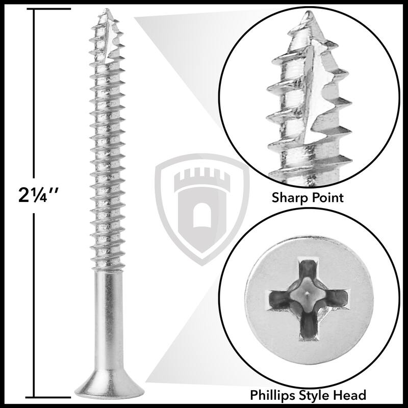 Wood Screws 9 x 214in for Door Hinges 25 pack