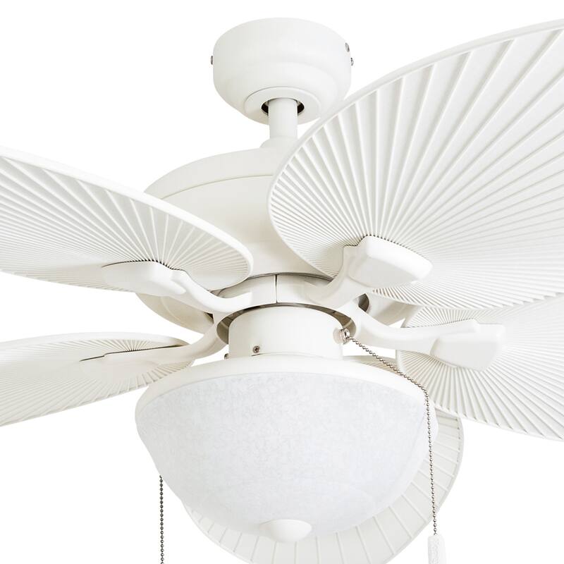 52" Honeywell Inland Breeze White Indoor/Outdoor Ceiling Fan with Light, Pull Chain, Weather Resistant Blades