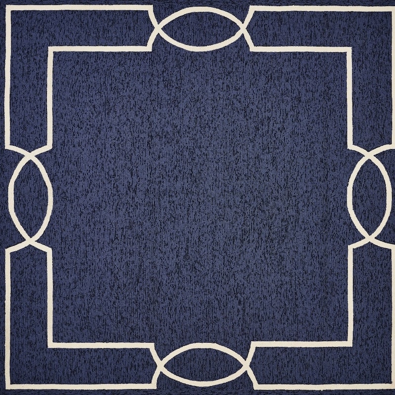 HomeRoots Geometric Transitional Square Outdoor Rug - 7' Square