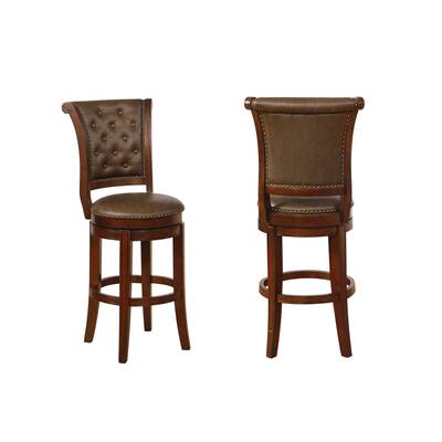 2Pc Upholstered Swivel Bar Stool