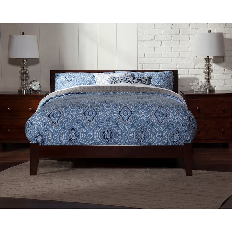 AFI Orlando King Foundation Bed with Charging Station in Walnut
