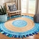 preview thumbnail 16 of 48, SAFAVIEH Handmade Cape Cod Elberta Jute Rug with Fringe 3' Round - Turquoise/Natural - Round