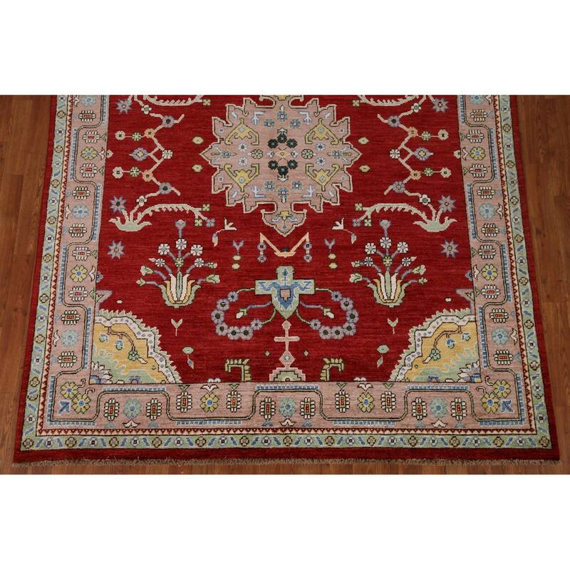 Vegetable Dye Oushak Turkish Rug Hand-knotted Wool Carpet - 6'5"x 8'3"
