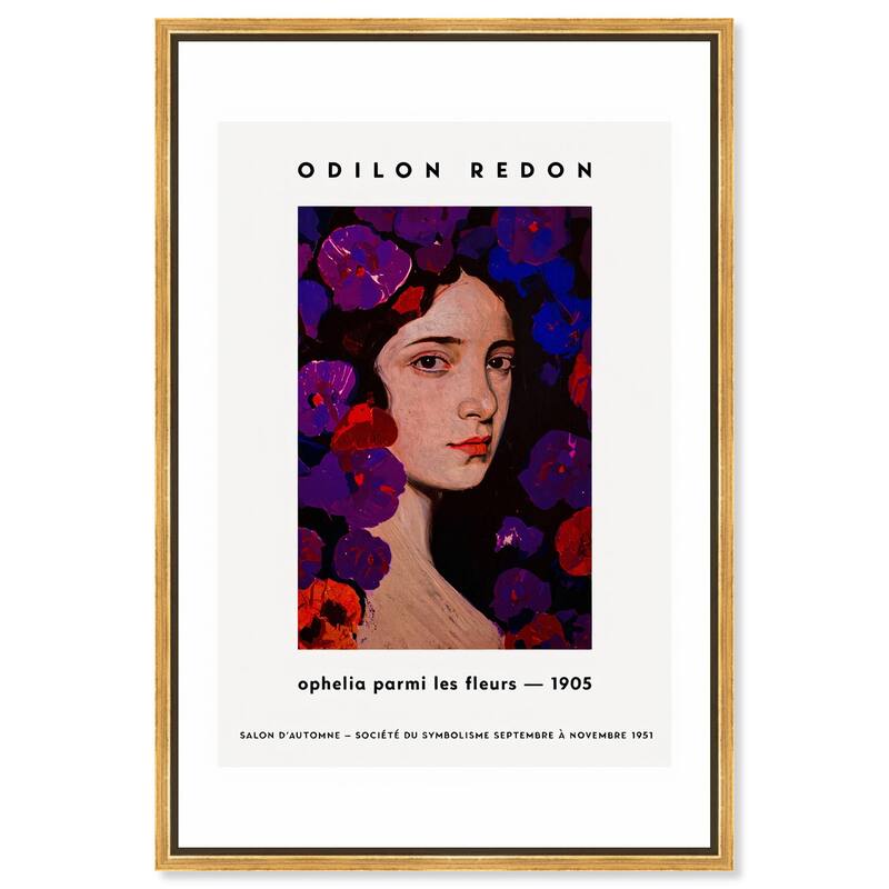 Redon's Ophelia in Blooms Canvas by Art Remedy - Gold - 24" x 36"