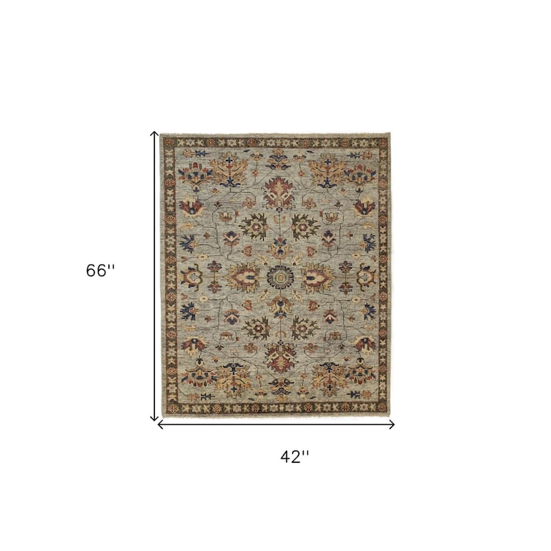 Subem Floral Traditional Stain Resistant with Fringe Soft Durable Area Rug By HomeRoots - 4' x 6'