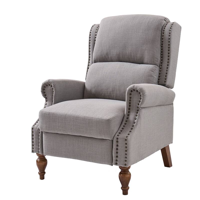 Terri Traditional Roll Arm Manual Recliner with Solid Wood Legs by HULALA HOME