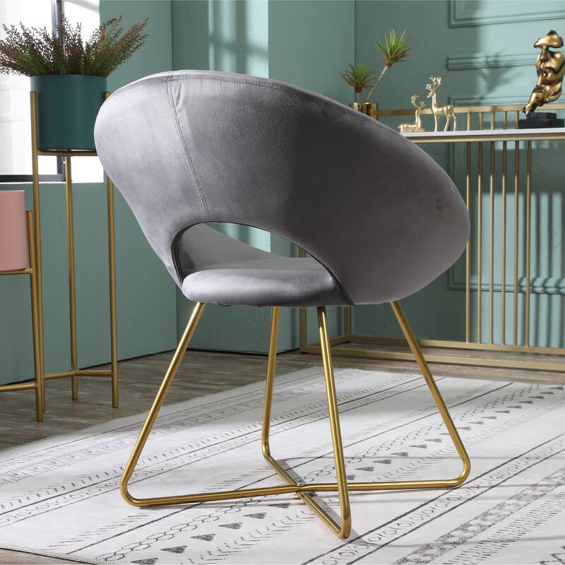 Slatina Velvet Accent Chair with Gold Finish - Modern Design