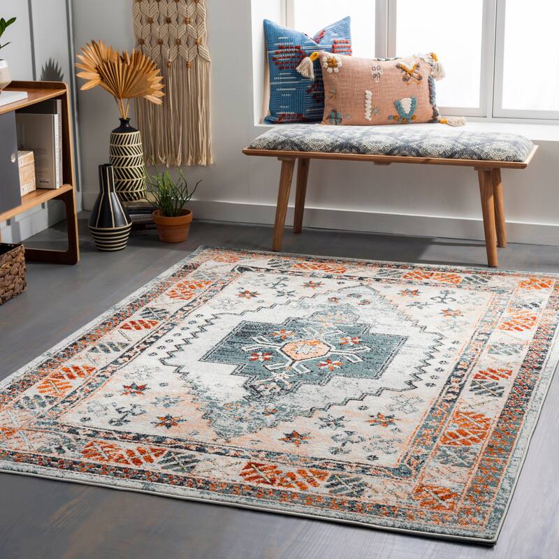 Artistic Weavers Tevazu Large Medallion Area Rug - 6' 7" x 9' - Blue/Red