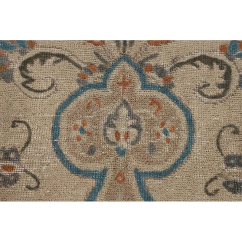 Distressed Tabriz Persian Vintage Area Rug Handmade Wool Carpet - 9'2" x 12'10"